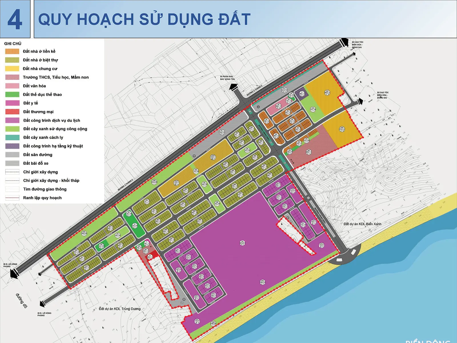 Bản đồ quy hoạch khu đô thị Sun Group Vũng Tàu với diện tích 96,6 ha tại phường 10 và phường 11.