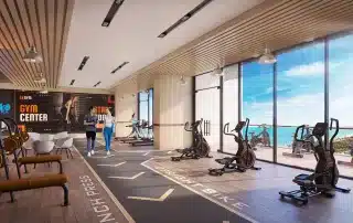 Phòng tập Gym hiện đại tại Sun Costa Residences Đà Nẵng với view biển tuyệt đẹp.
